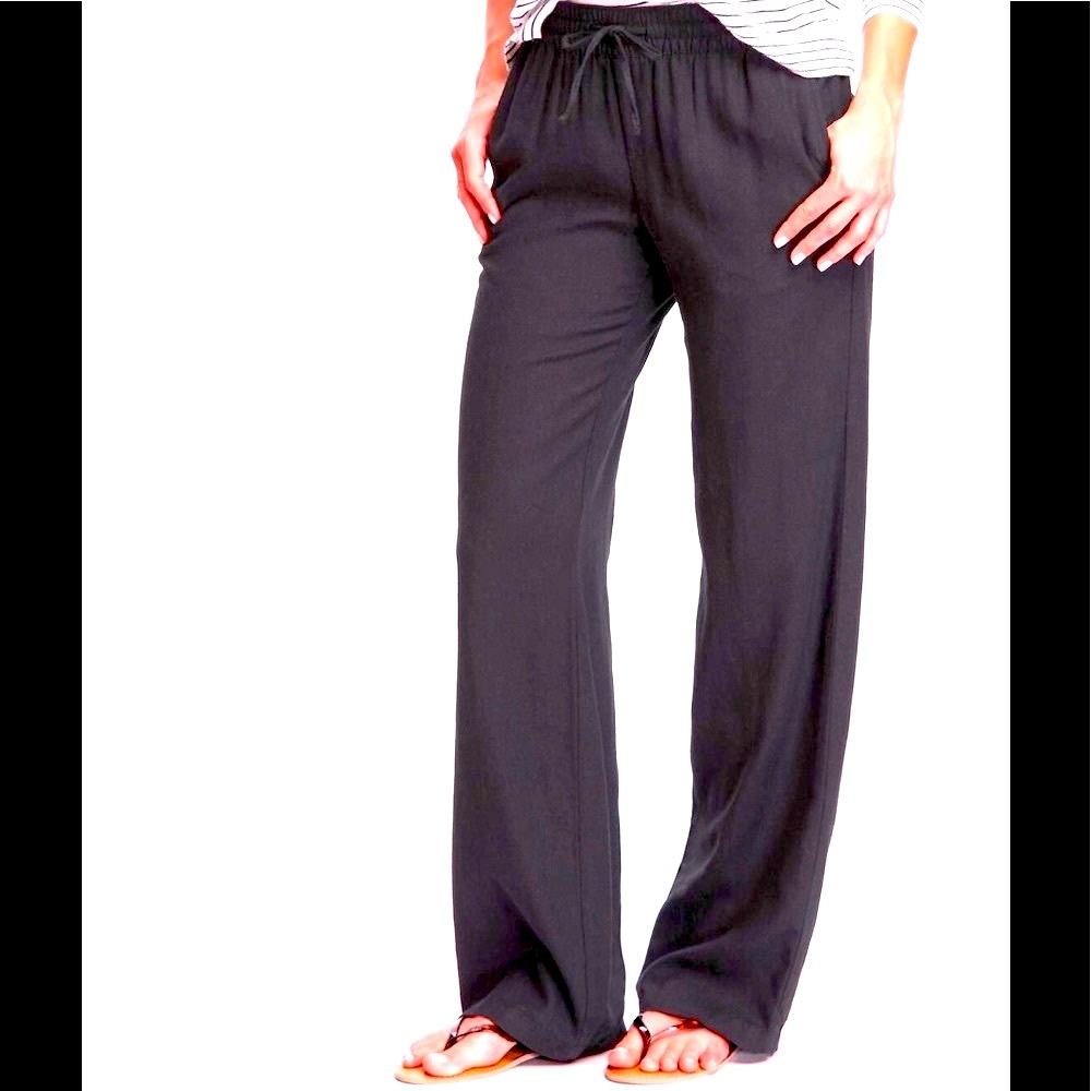 Forever 21 Linen Black Beach Pant w/ Elastic Waist & Pockets Size Medium